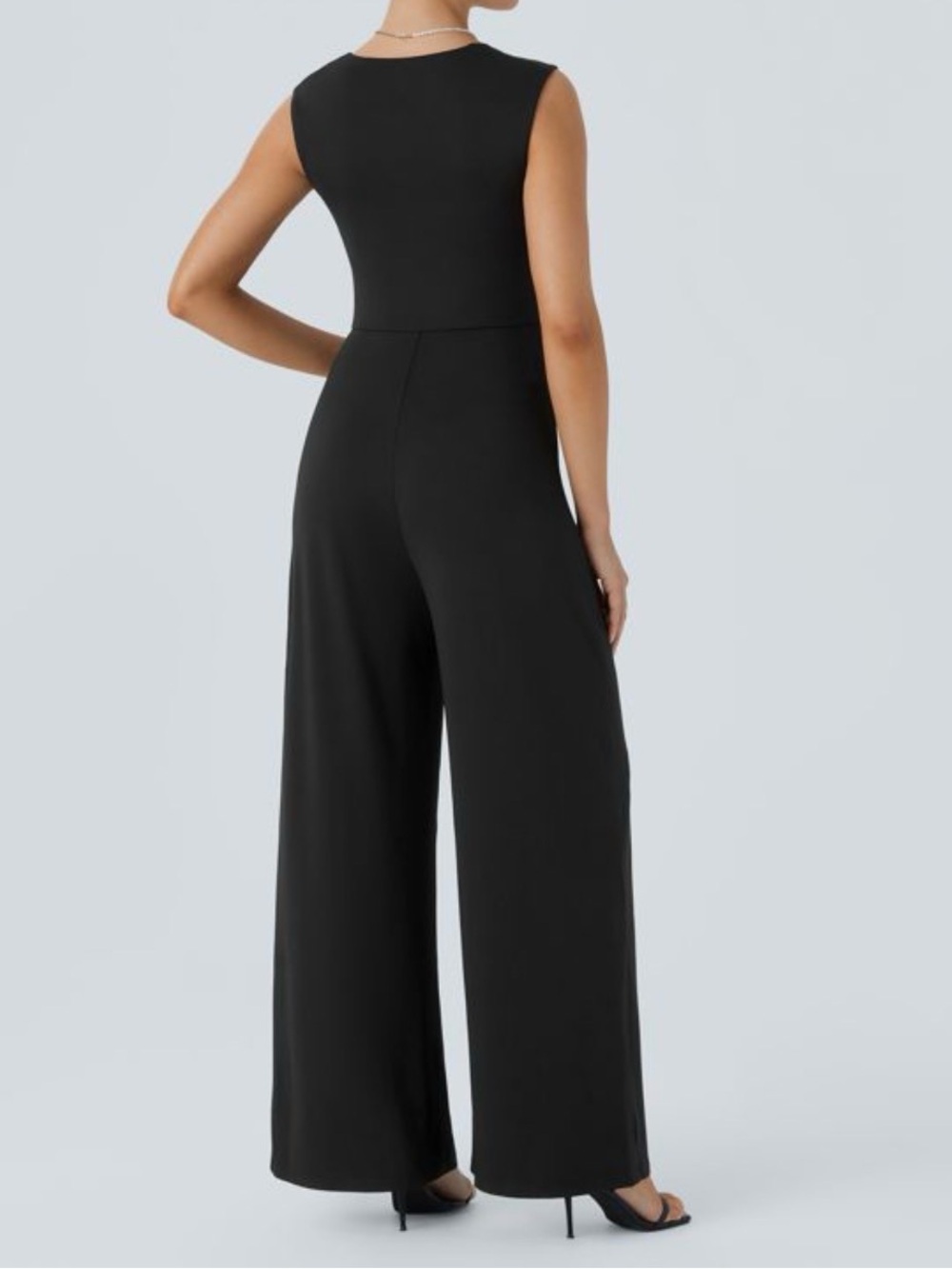 HALARA Black Square-Neck Wide Leg Jumpsuit NWOT - Picture 2 of 11